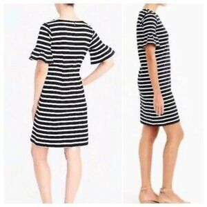 J. Crew, Dress, Ruffle Sleeve, Black and White Striped, XS